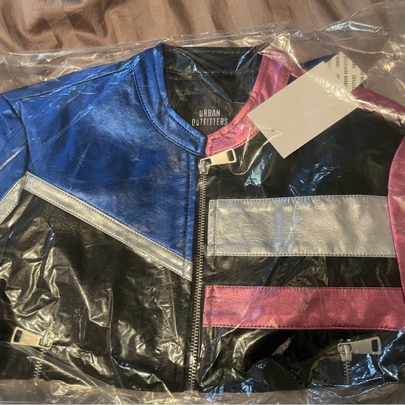 UO Snoh Faux Leather Metallic Moto Jacket XS BNWT - Picture 10 of 10